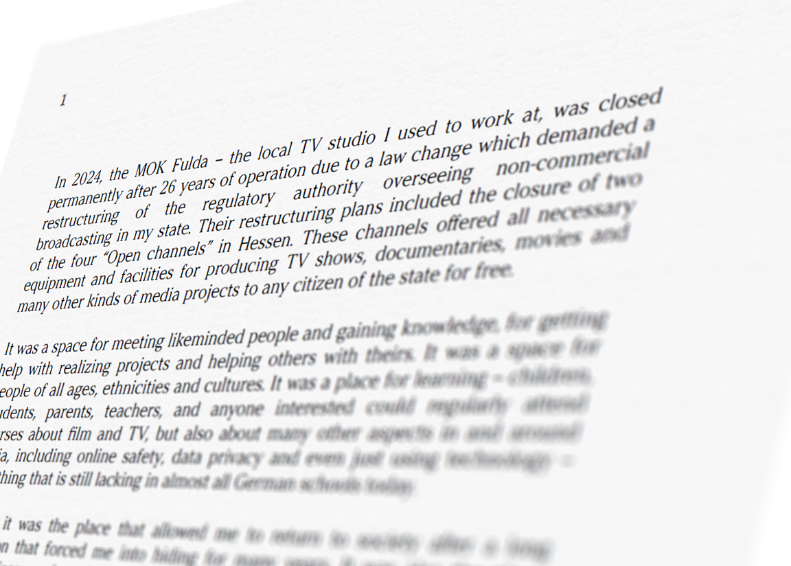 The first page contains a short history of the MOK Fulda and how the piece came about.